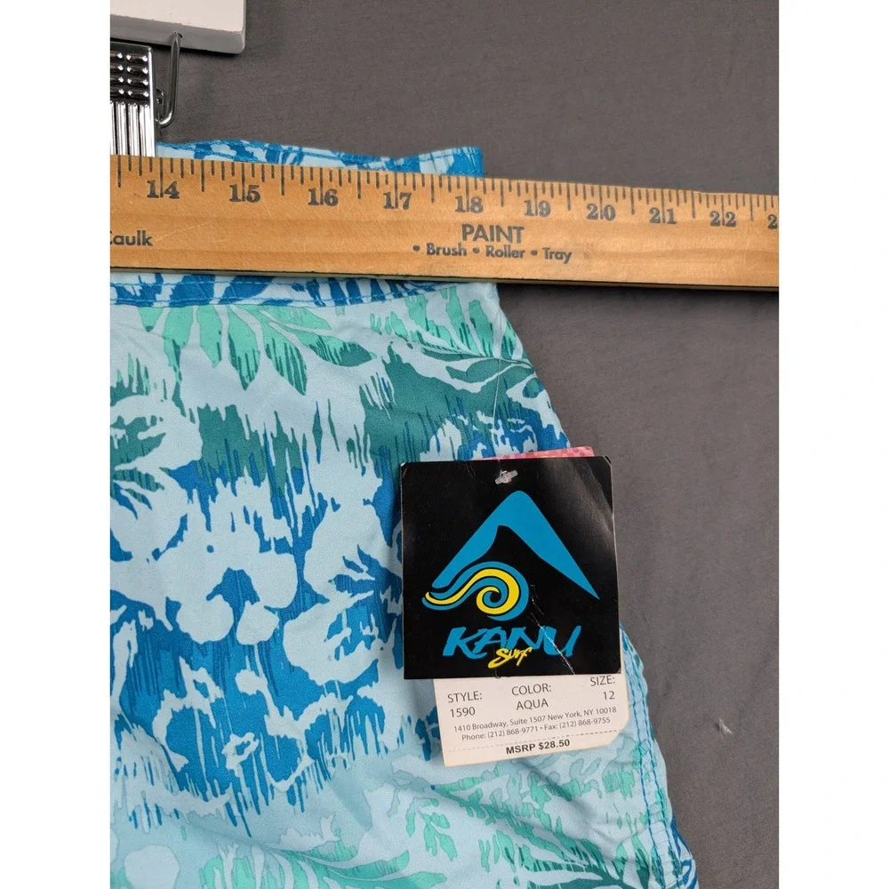 Kanu Surf Boys Oceanside Aqua Floral Board Shorts Swim‎ Trunks Size 12